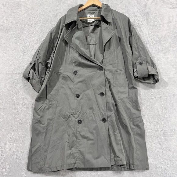 Zara Jackets & Blazers - Zara Trench Coat Jacket OverSized Gray Double Breasted Size M